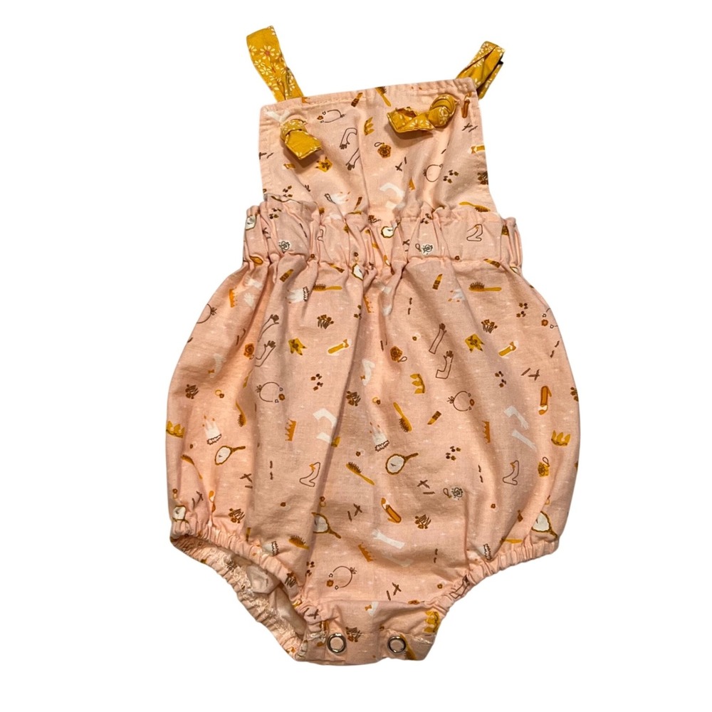 Matilda Jane Platinum Bubble Romper 6 months Pink Yellow Ruffle Baby Girl